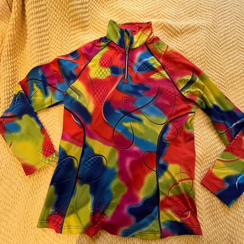 Colorful mid-layer women’s ski/snowboard 3/4 zipper top